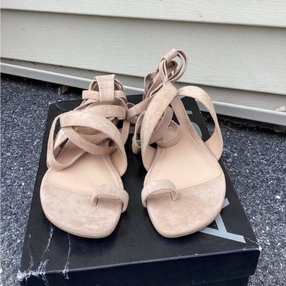 Acubi mermaidcore fairycore Aqua Bay Suede Toe Sandals in Natural Size 5.5 - Picture 3 of 5